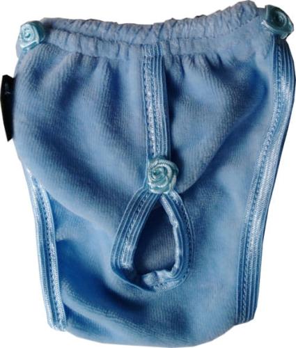 Majtki na cieczkę błękitne z różyczką